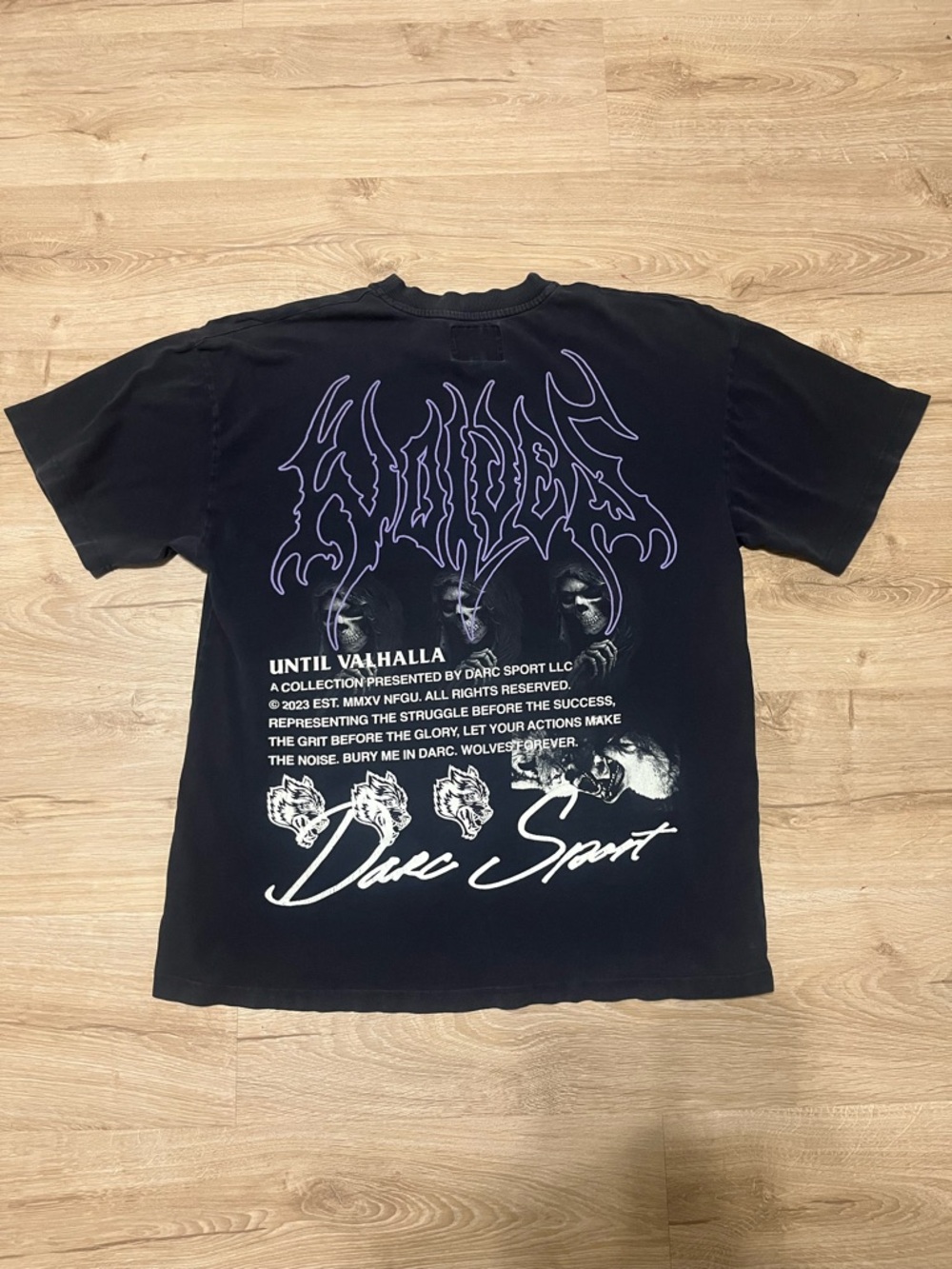 Darc Sport Black Tee with Purple & White Graphic